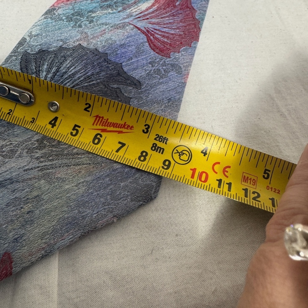 Oscar De La Renta Necktie Mens Abstract Blue Red Polyester Standard Width - Picture 7 of 8